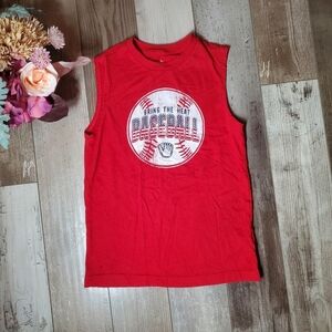 Way to Celebrate! Patriotic Red Boys Size Medium (8) Sleeveless Muscle Shirt EUC